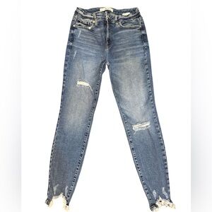 KanCan Skinny Jeans Women 7/27 Distressed Raw Hem Stretch Mid Rise Denim